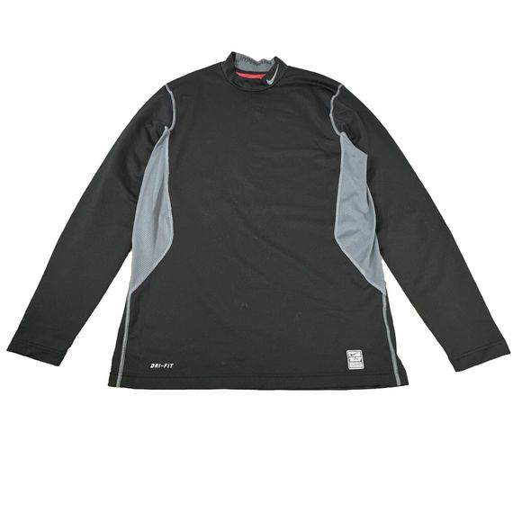 Nike Pro Combat Hyperwarm DriFit Fitted Men's L Black Shirt Long Sleeve - Picture 1 of 11